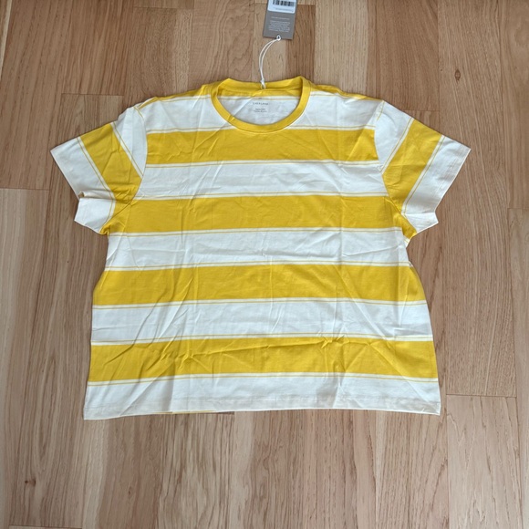 Everlane Yellow and Cream Striped Boxy Tee Organic Cotton Size XXXL - Picture 4 of 10
